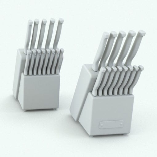 Revit Family / 3D Model - Stainless Steel Knife Block Variations