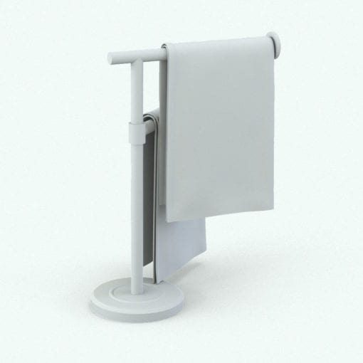 Revit Family / 3D Model - Standing Hand Towel Holder 2 Tiers Perspective