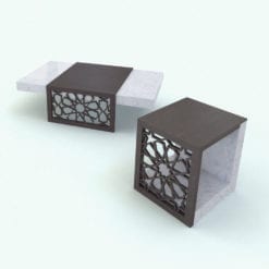 Revit Family / 3D Model - Star Pattern Living Room Tables Set Rendered in Revit