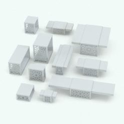 Revit Family / 3D Model - Star Pattern Living Room Tables Set Variations