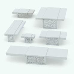 Revit Family / 3D Model - Star Pattern Living Room Tables Set Variations 1