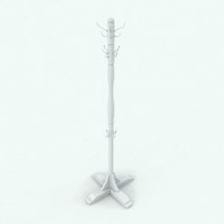 Revit Family / 3D Model - Traditional Coat Rack With Hooks Perspective