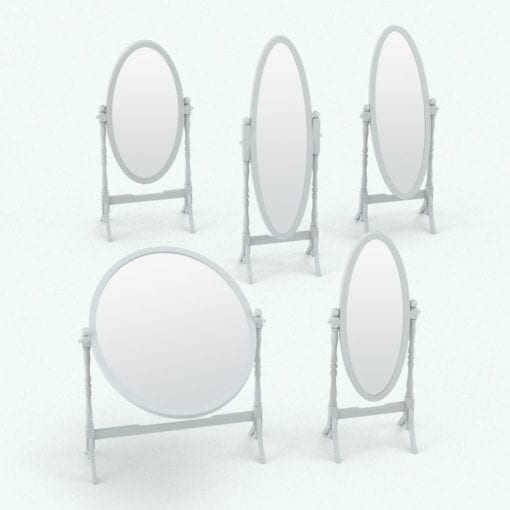 Revit Family / 3D Model - Traditional Oval Cheval Mirror Variations