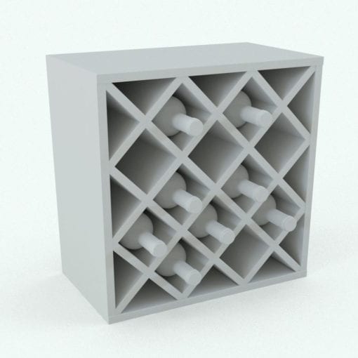 Revit Family / 3D Model - Traditional Wine Rack Squares Perspective