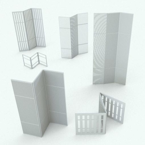 Revit Family / 3D Model - Tri Fold Vertical Bars Space Divider Variations