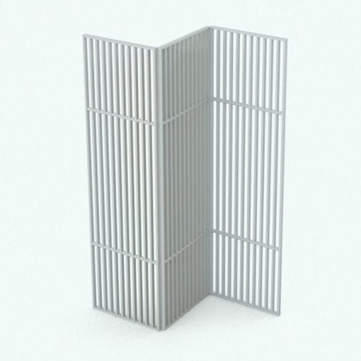 Revit Family / 3D Model - Tri Fold Vertical Bars Space Divider Perspective