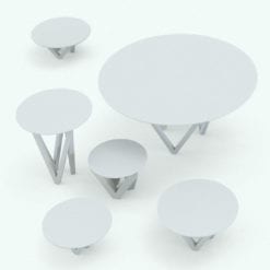 Revit Family / 3D Model - Triangular Multipurpose Table Variations