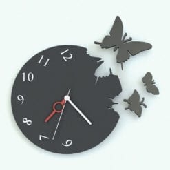 Revit Family / 3D Model - Wall Clock Butterfly Rendered in Revit