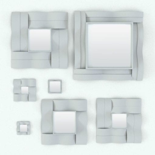 Revit Family / 3D Model - Wall Mirror Waves Variations