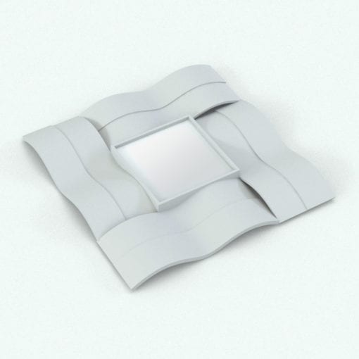 Revit Family / 3D Model - Wall Mirror Waves Perspective 2