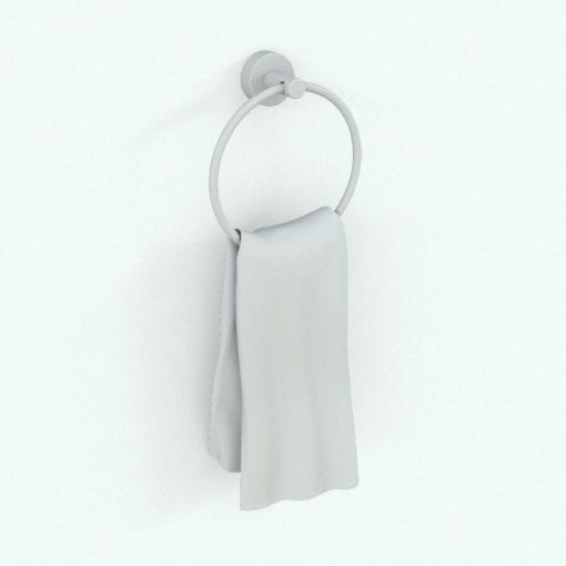 Revit Family / 3D Model - Wall Mounted Hand Towel Holder Round Perspective