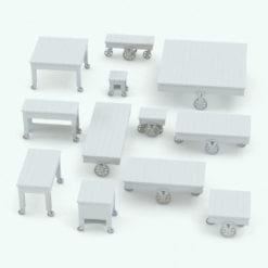 Revit Family / 3D Model - Wheeled Living Room Tables Set Variations