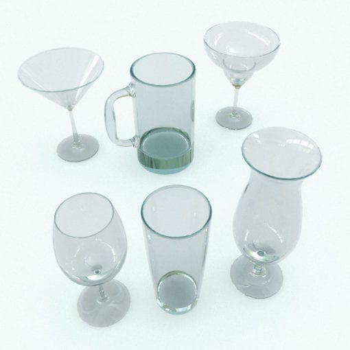 Revit Family / 3D Model - Wine Glasses Rendered in Revit
