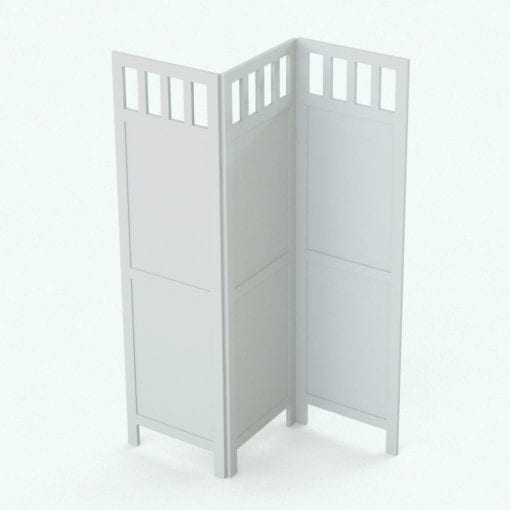 Revit Family / 3D Model - Wooden Screen Tri-Fold Perspective
