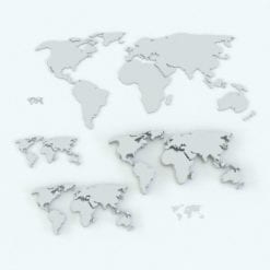Revit Family / 3D Model - World Map Wall Decoration Variations