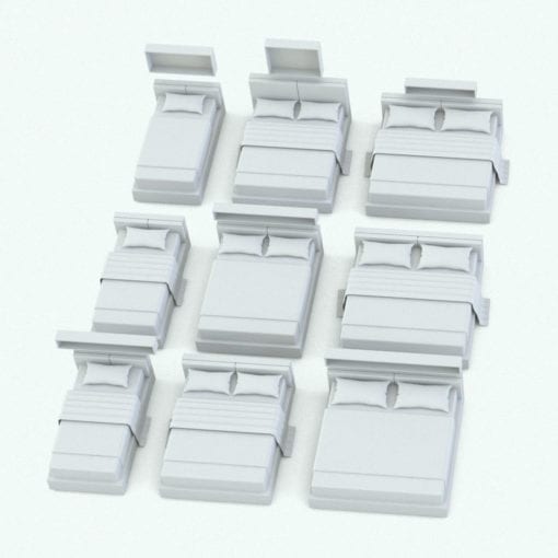 Revit Family / 3D Model - Bed With Shelf Variations