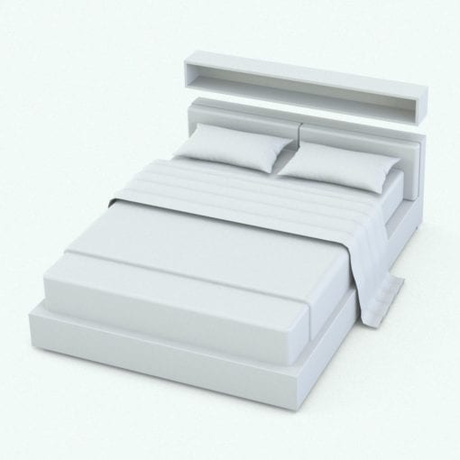 Revit Family / 3D Model - Bed With Shelf Perspective