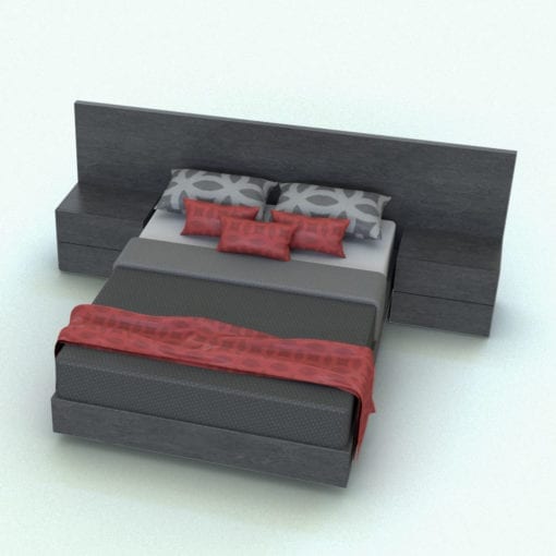 Revit Family / 3D Model - Box Stands Bed Rendered in Revit