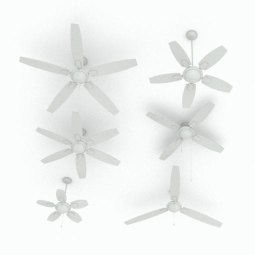 Revit Family / 3D Model - Ceiling Fan 1 Big Light Variations