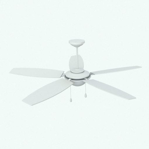 Revit Family / 3D Model - Ceiling Fan 1 Big Light Perspective 2