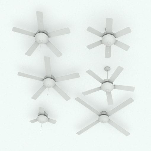 Revit Family / 3D Model - Ceiling Fan Bowl Light Variations
