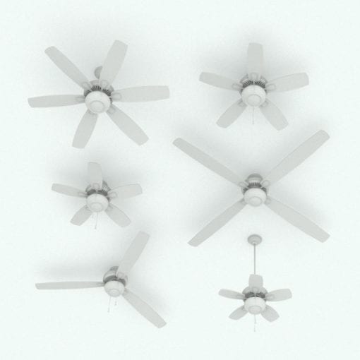 Revit Family / 3D Model - Ceiling Fan Curved Blades Variations