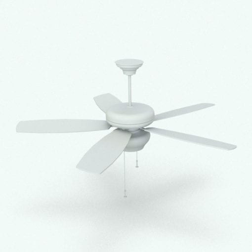 Revit Family / 3D Model - Ceiling Fan Curved Blades Perspective 2
