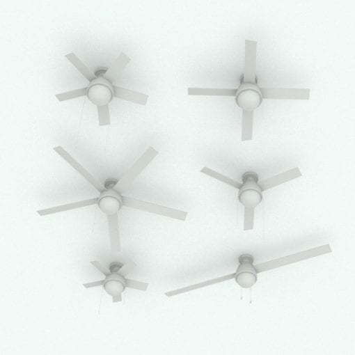 Revit Family / 3D Model - Ceiling Fan Modern 1 Variations