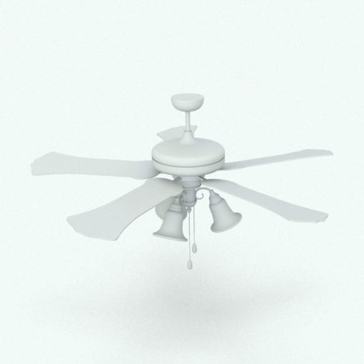 Revit Family / 3D Model - Classic Ceiling Fan Perspective 2