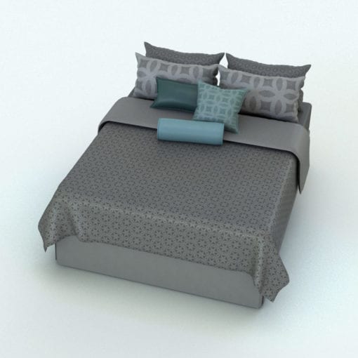 Revit Family / 3D Model - Complete Bed Rendered in Revit