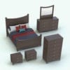 Revit Family / 3D Model - Curved Horizontal Drawers Bed Set Rendered in Revit