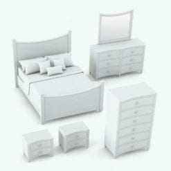 Revit Family / 3D Model - Curved Horizontal Drawers Bed Set Perspective