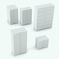 Revit Family / 3D Model - Curved Horizontal Drawers Bed Set Chest With Drawers Variations