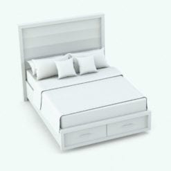 Revit Family / 3D Model - Curved In Drawers Bed Set Bed