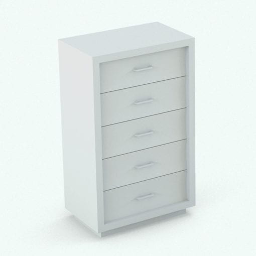 Revit Family / 3D Model - Curved In Drawers Bed Set Chest With Drawers