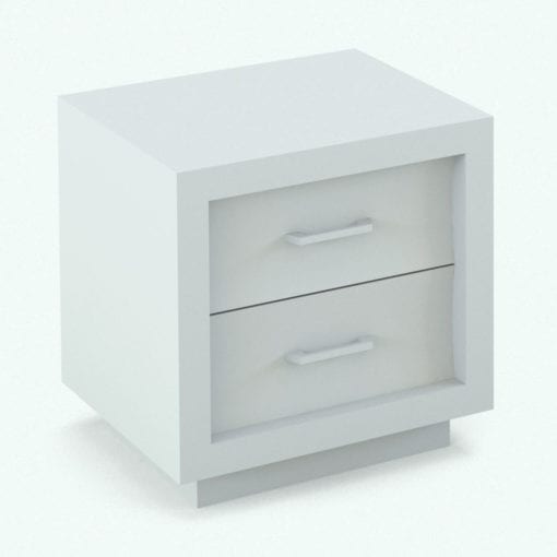 Revit Family / 3D Model - Curved In Drawers Bed Set Night Stand