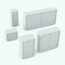 Revit Family / 3D Model - Curved In Drawers Bed Set Chest With Drawers Variations