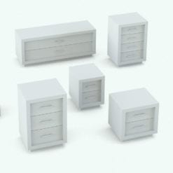 Revit Family / 3D Model - Curved In Drawers Bed Set Night Stand Variations
