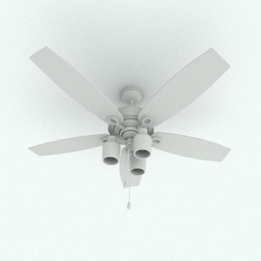 Revit Family / 3D Model - Down Facing Lights Ceiling Fan Perspective 1