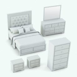 Revit Family / 3D Model - Elegant Bed Set Perspective
