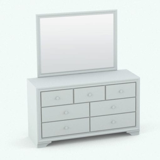 Revit Family / 3D Model - Elegant Bed Set Dresser