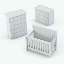 Revit Family / 3D Model - Elegant Crib Set Perspective