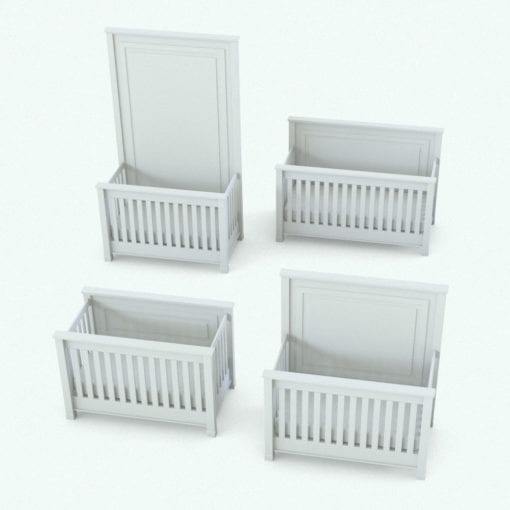 Revit Family / 3D Model - Elegant Crib Set Crib Variations