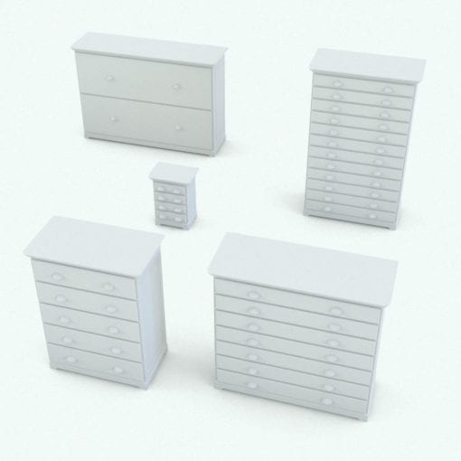 Revit Family / 3D Model - Elegant Crib Set Chest With Drawers Variations