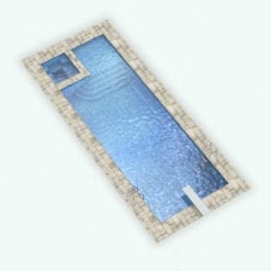 Revit Family / 3D Model - Long Rectangular Pool With Hot Tub Rendered in Revit