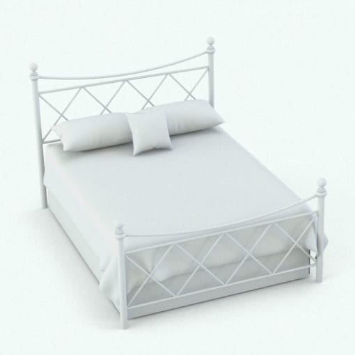 Revit Family / 3D Model - Metal Crosses Bed Set Bed