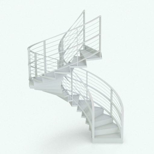 Revit Family / 3D Model - Metallic 2 Section Railing on Stair 2