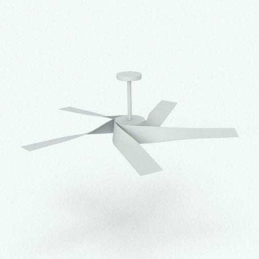 Revit Family / 3D Model - Modern Ceiling Fan Perspective 2