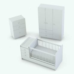 Revit Family / 3D Model - Modern Crib With Changing Station Perspective