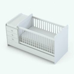 Revit Family / 3D Model - Modern Crib With Changing Station Crib